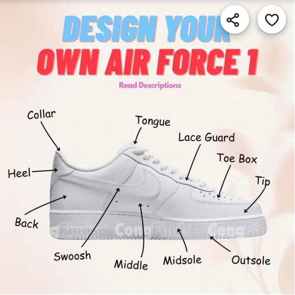 Hand Painted Valentine's Nike Air Force 1 | Custom Pink Red AF1 | One of a Kind - Picture 5 of 9